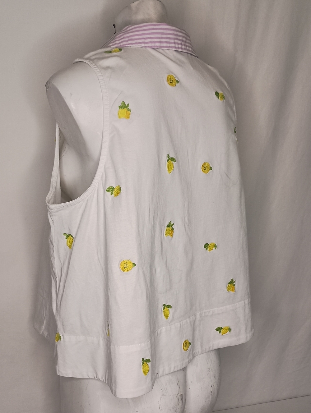 Maeve Sleeveless swing popover top striped collar embroidered - Picture 5 of 8